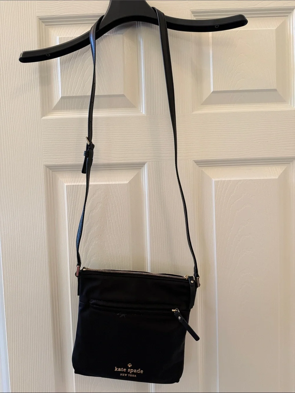 kate spade Black Nylon Crossbody with Gold Accents